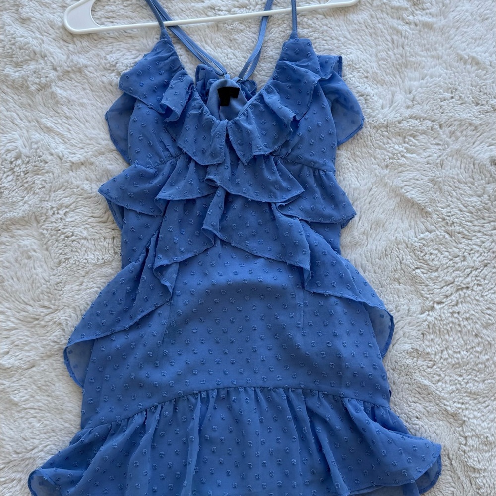 blue frilly mini dress size small
